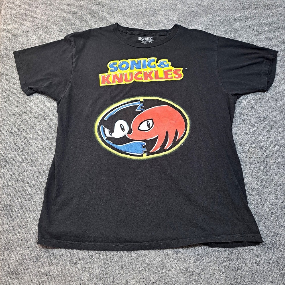 Sonic the Hedgehog SEGA Sonic & Knuckles Black Graphic T-Shirt Mens Large L